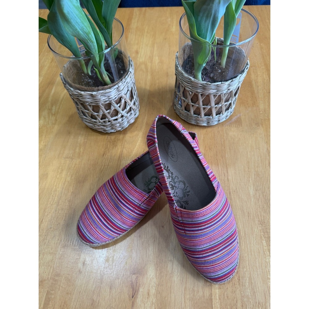 Aetrex Women's Slip On Fabric Flats Multicolor Stripped Size 7